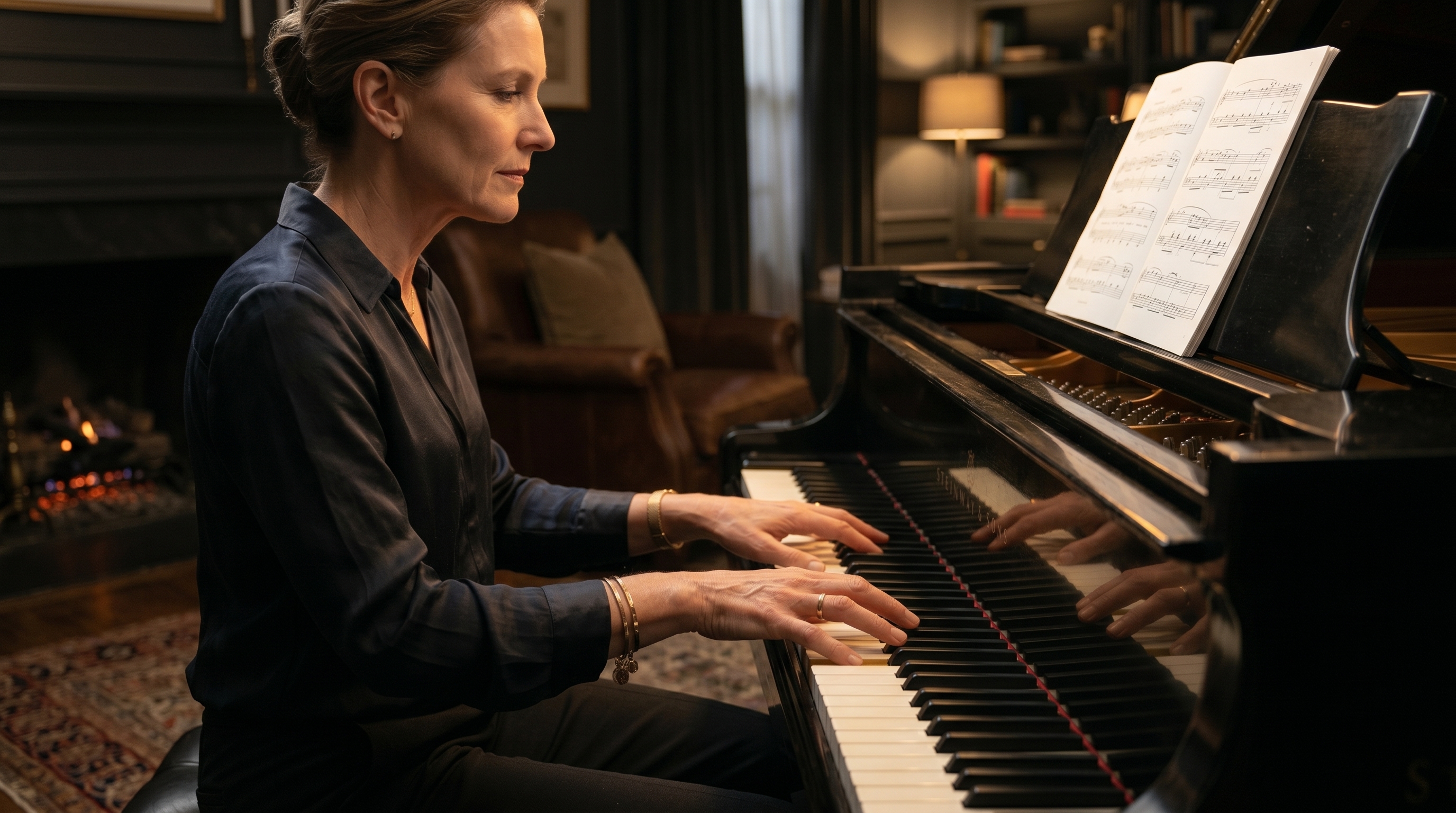 Dłonie pianisty na klawiaturze – lekcje pianina dla dorosłych w Legionowie